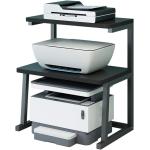 TMUCUNG Printer Stand Desktop Stand for Printer 3-Tier Multifunction Storage Book Shelf Floor Printer Table Space Organizer Perfect for Office Living Room Kitchen(Black)