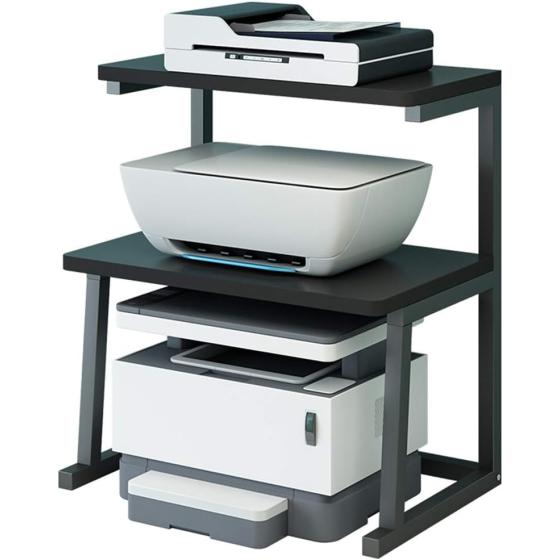 TMUCUNG Printer Stand Desktop Stand for Printer 3-Tier Multifunction Storage Book Shelf Floor Printer Table Space Organizer Perfect for Office Living Room Kitchen(Black)