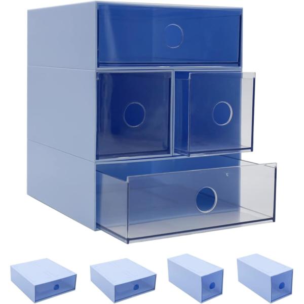Desk Drawers Changeable Combination Plastic 4 Drawers Cube Storage Organizer for Office Supplies, Pens and Pencil, Comestic Stuff