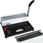 MAKEASY Binding Machine for LTR / A4, 21-Hole, Manual Paper Punch Binder, Book Binding Materials Kit with 100PCS 3/8'' PVC Comb Bindings Spines
