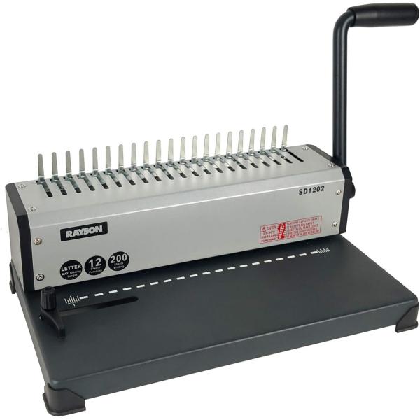 RAYSON SD1202 Comb Binding Machine, 19 Holes, Max Punching Letter Size, with Comb Set Binder for Daily Binding