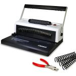 PrintFinish Coilbind S25A Upgraded Spiral Coil Binding Machine - with Electric Coil Inserter - Professionally Bind Presentations Documents - Free Crimper Free Box of 100 Plastic coils - 4 to 1 Pitch