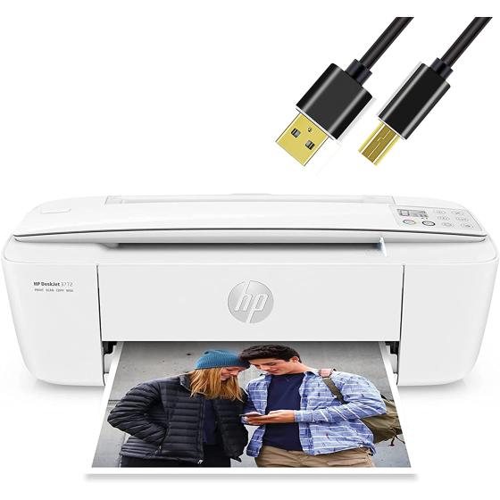 NEEGO HP DeskJet Wireless Color Inkjet Printer All-in-One with LCD Display - Print Scan Copy and Mobile Printing Ultra Compact 6 ft Printer Cable