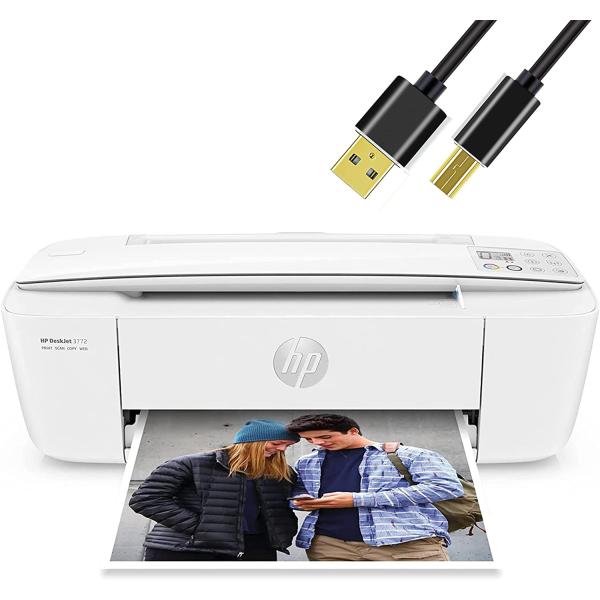 NEEGO HP DeskJet Wireless Color Inkjet Printer All-in-One with LCD Display - Print Scan Copy and Mobile Printing Ultra Compact 6 ft Printer Cable