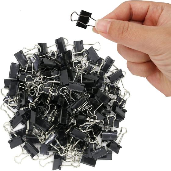 120 Pack Mini Binder Clips, Black Binder Clips, Small Paper Clips 15mm 5/8 Inch. Micro Size Office Clips for Home School Office and Business.