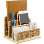 Woven Desk Mail Organizer Upright File Holders Vertical Mail Sorter Small Desk File Organizer Letter Paper Organizer Storage Office Desk Accessories Folder File Sorters for Desktop Home Office
