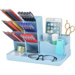 SAMAZAMA Pen Organizer for Desk, Office Supplies Desk organizers and Accessories, Multi-Functional DIY Pen Holder, Desktop Stationary Organizer Caddy, Supply Organizers for Office, School, Home, Blue