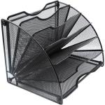EasyPAG Desk File Organizer 6 Compartment Fan-Shaped Filing Paper Holder Letters Tray Desk Organizers and Accessories,Black