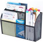 DALTACK Magnetic Pencil Holder Magnetic Shelf for the Whiteboard 3-Grid Mesh Magnetic Pen Holder for Refrigerator Magnetic Organizer Locker Accessories Organizer for Home, School and Office, Black