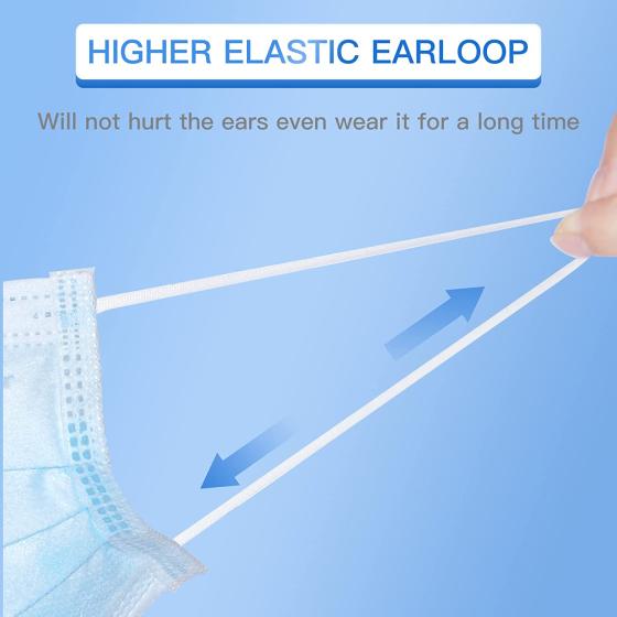 Winner Blue Disposable Face Mask with Earloop， ASTMF2100-19 LEVEL1 Medical Grade， 3-Ply Individually Wrapped， 6.7”x3.5” for Adults， 50 PCS/BOX