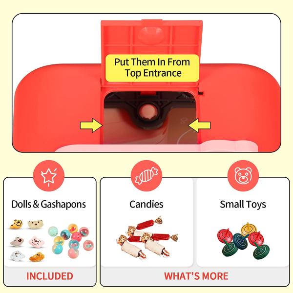 Mini Claw Machine for Kids 4-8|Electronic Arcade Game Indoor Toy with Music & Light|Candy Grabber & Prize Dispenser Vending Machine|Best Birthday Gift for 3 5 6 7 9 Year Old Girl(6 Dolls+10 Gashapons)