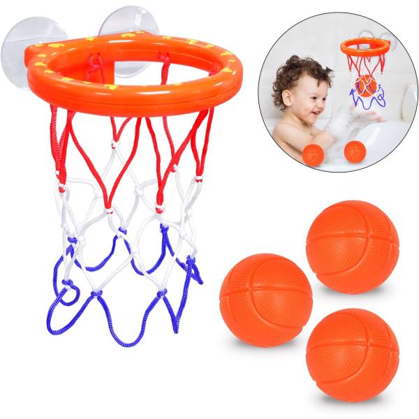 Newmemo Fun Basketball Hoop &amp; Balls Playset for Little Boys &amp; Girls Bath Toys Bathtub Shooting Game for Kids &amp; Toddlers 3 Balls Set &amp; Strong Suction Cup for Office Bathroom Game Indoor Outdoor Use