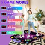 Fuairmee Dance Mat, Electronic Dance Mats with Anti-Slip Mat, Wireless Bluetooth, Light up Dance Mat, Built-in Music, 5 Game Modes of Dancing, Dance Mat for Kids Ages 4-8 for Birthday Gift.