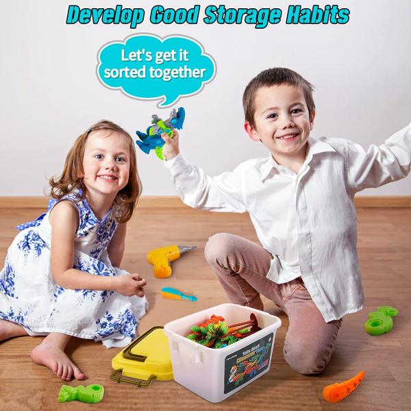 Dinosaur Take Apart Toys with Drill Storage Box - Stem Dinosaur Toys for Kids 3-5 5-7 Educational Construction Building Toys for 3, 4, 5, 6, 7 Year Old Boys, Ideal Xmas Birthday Gifts (4 Pack)