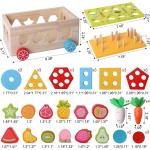 BEAUAM Toddlers Montessori Educational Toys for Boys 2 3 4 Year Old Girls, Wood Shape Classification Toys for Gifts for Children 2-4, Wood Preschool Carrot Harvest Game