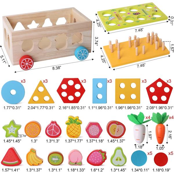 BEAUAM Toddlers Montessori Educational Toys for Boys 2 3 4 Year Old Girls, Wood Shape Classification Toys for Gifts for Children 2-4, Wood Preschool Carrot Harvest Game