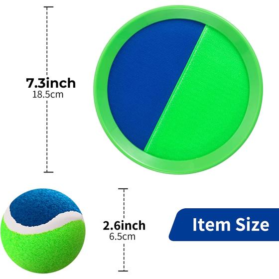 Bufeeaye Outside Toys for Kids Ages 4-8 - Toss and Catch Ball Set, Kids Outdoor Games Yard Games for Kids and Adults with 6 Paddles and 3 Balls Toys for 3 4 5 6 7 8 Year Old Boys Girls Birthday