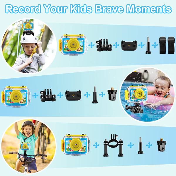 GKTZ Kids Waterproof Camera - 180 Rotatable 20MP Children Digital Action Camera Underwater Sports Camera, Birthday Gift Toys for Boys 3 4 5 6 7 8 9 10 Year Old with 32GB SD Card (Blue)