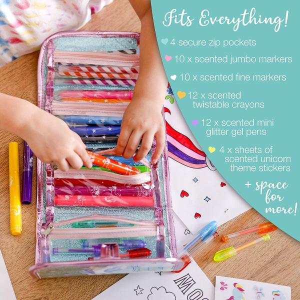 Amitié Lane Fruit Scented Markers Set with Unicorn Pencil Case With Augmented Reality Experience - STEM Toys Perfect Unicorn Gifts For Girls or For Art and Craft Coloring