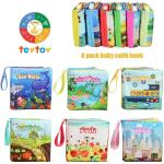 teytoy My First Soft Book, Nontoxic Fabric Baby Cloth Books Early Education Toys Activity Crinkle Cloth Book for Toddler, Infants and Kids Perfect for Baby Shower -Pack of 6