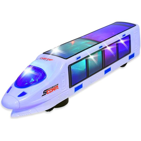 WolVolk Beautiful 3D Lightning Electric Train Toy for Kids with Music, goes Around and Changes Directions on Contact