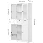HORSTORS Tall Storage Cabinet, Freestanding Kitchen Pantry Cabinet with Glass Doors and Shelves, Large Modern Cupboard with 2 Drawers for Home Office, White, 23.6" L x 11.8" D x 66.9" H