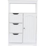Mbolyeer White Storage Cabinet，Freestanding Multi-Functional Wooden Cabinet with Door and 3 Drawers，Entryway Storage Table for Living Room/Bathroom/Kitchen/Home Office
