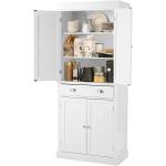 YOLENY Kitchen Pantry， 72” Freestanding Storage Cabinets with Doors and Shelves， Elegant Colonial Design Cabinet Cupboard with 3 Adjustable Shelves and 1 Storage Drawer，Black