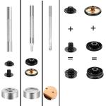 12 Sets Leather Snap Fasteners Kit, Heavy Duty Metal Snap Buttons Kit Press Leather Rivets Studs Rivets with 4 Install Tools for Sewing Clothing, Jeans, Jackets, Bracelets, Bags, Belt, DIY (15mm)
