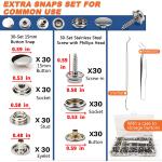 Heavy Duty Snap Fasteners Kit, Snap Fastener Pliers for Metal Snaps Installation on Boat Cover/Canvas/Carpet/Leather, Snap Fastener Tool with Screw Snap& Stainless Steel 15mm Marine Snaps-by MinliGUY