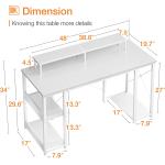 ODK 48 inch Computer Desk with Monitor Shelf and Storage Shelves, Writing Desk, Study Table with CPU Stand & Reversible Shelves, White