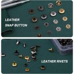 Yizzvb 320 Pcs Leather Rivets Kit， 60 Pcs Leather Snap Fasteners， 2 Size Leather Rivets Double Cap Rivet Kit， Double-Sided Nylon Hammer， 5 Pcs Installation Tools for Leather DIY Projects