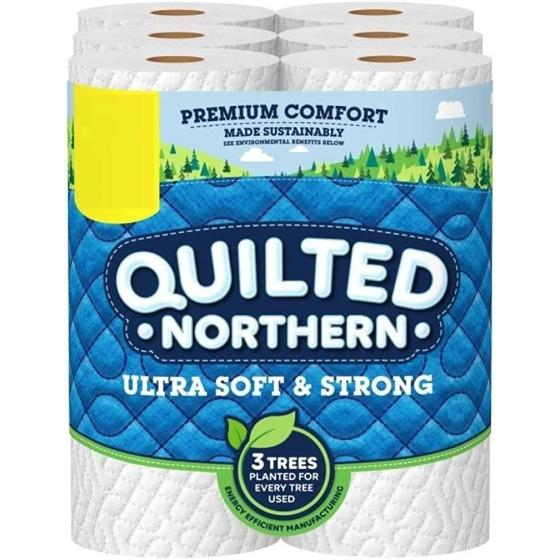 Quilted Northern Ultra Soft &amp; Strong Toilet Paper， 18 Mega Rolls = 72 Regular Rolls， 2-ply Bath Tissue， 6 count (Pack of 3)
