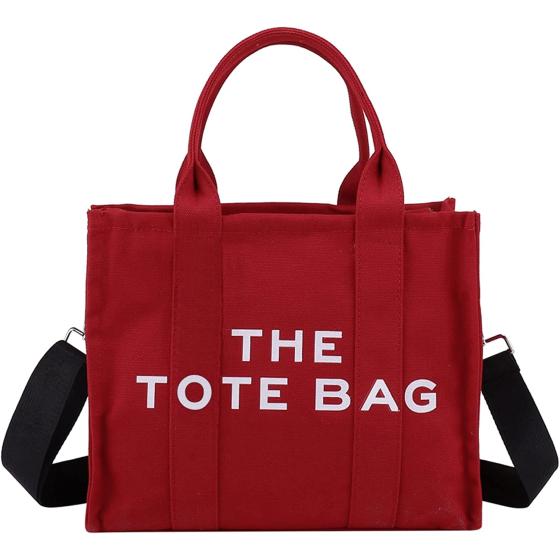 CASTNICH The Tote Bag for Women, Canvas Tote Bag Red with Zipper, Sturdy Wear-Resistant Handbag Women's Tote Bag, Tote Purse Crossbody Shoulder Bag, Tote Bag for Work, School, Travel