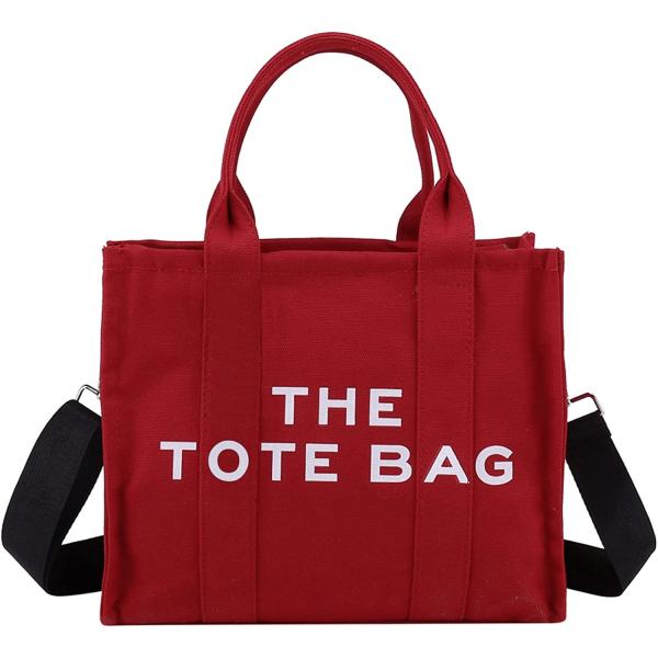 CASTNICH The Tote Bag for Women, Canvas Tote Bag Red with Zipper, Sturdy Wear-Resistant Handbag Women's Tote Bag, Tote Purse Crossbody Shoulder Bag, Tote Bag for Work, School, Travel