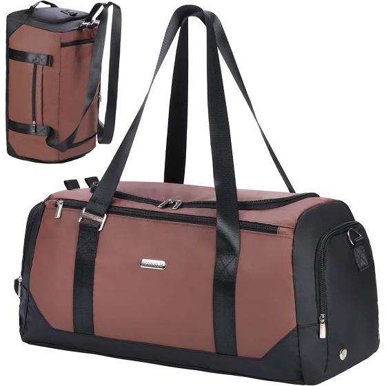 HONYMUM Travel Duffle Bag (50L) for Men，Medium Sports Gym Bag with Shoe Compartment &amp;Wet Pocket，Weekend Overnight Bags Waterproof Carry on Duffel Bag Backpack for Mens Traveling，Black
