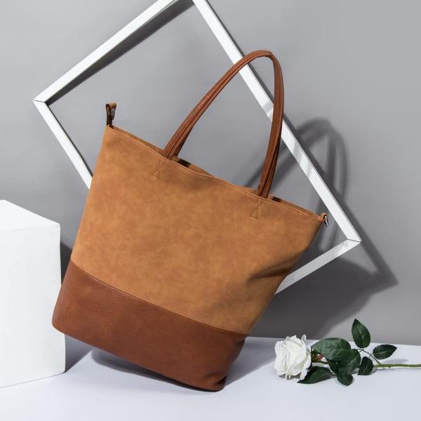 Suede Leather Handbags for Women Large Shoulder Bag Satchel Handbag Shopping Tote Large Mom Purses