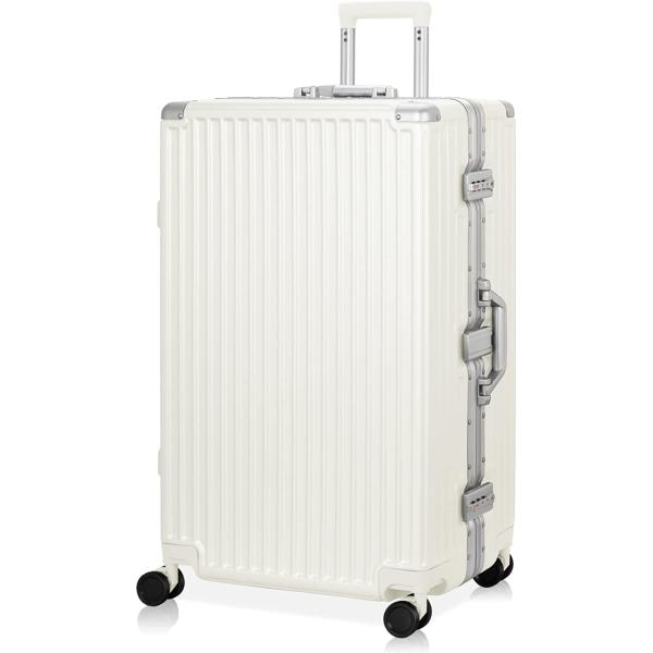 AnyZip Luggage Aluminium Frame Suitcase Hard Shell TSA Lock No Zipper 28In White