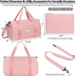 Gym Bag for Women with Shoe Compartment Waterproof， Sports Duffle Bag for Travel Duffel Weekender Carry on Beach Yoga Overnight Luggage Mommy Maternity Hospital Bag Pink 17.5 Inch