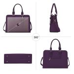 TOPDesign Laptop Bag for Women， Waterproof PU Leather Work Briefcase fits 15.6 Inch Computer， Large Tote Messenger Shoulder Bag， Stylish Business Purse Handbag Satchel (Purple)