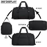 Gym Bag for Men Women 40L Water Resistant Sports Bag Gym Duffle Bag with Wet Pocket Large Travel Duffel Bag Weekender Overnight Bag with Shoe Compartment Black