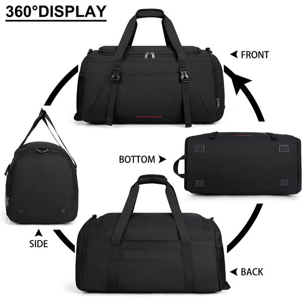 Gym Bag for Men Women 40L Water Resistant Sports Bag Gym Duffle Bag with Wet Pocket Large Travel Duffel Bag Weekender Overnight Bag with Shoe Compartment Black