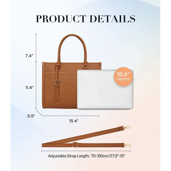 Laptop Tote Bag Missnine 15.6 inch Laptop Bag Stylish Briefcase for Women Work Shoulder Bags for Office， Travel