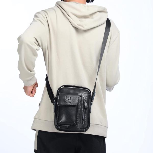 LUKZIJAES Genuine Leather Shoulder Bag Men Messenger Handbag Sling Crossbody Bag for Business Everyday Casual Travel