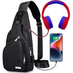 Sling Bag Crossbody Backpack for Women Men Chest Bag Hiking Bag with USB Charging Port for Camping Biking Travel Cycling