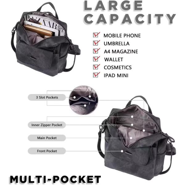 WYFJNX PU Leather Backpack Purse for Women Fashion Multipurpose Design Handbag Ladies Shoulder Bags Travel Backpack Brown