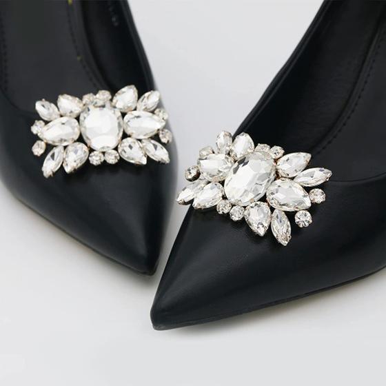 kilofly Elegant Rhinestones Decorations Charms Shoe Clips 2 Pairs