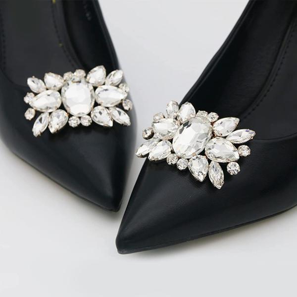 kilofly Elegant Rhinestones Decorations Charms Shoe Clips 2 Pairs