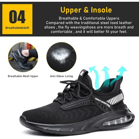 Steel Toe Shoes for Men Work Women Lightweight Air Cushion Sneakers Slip Resistant Safety Work Boots Indestructible Shoe