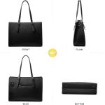 LOVEVOOK Laptop Bag for Women， Fashion Computer Tote Bag Large Capacity Handbag， Leather Shoulder Bag Purse Set， Professional Business Work Briefcase for Office Lady 2PCs， Fit 15.6 Inch Laptop， Black